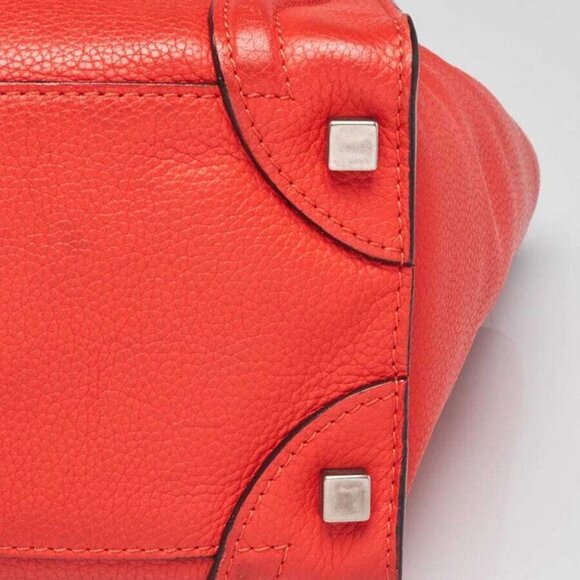 Celine Orange Pebbled Leather Micro Luggage Tote Bag - Picture 6 of 12